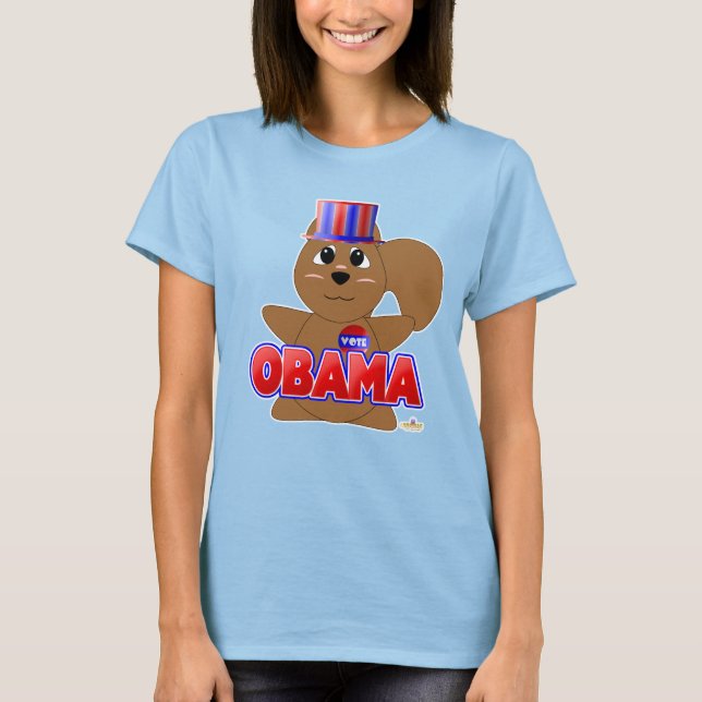 T-shirt Énorme votation Brown écureuil rouge Obama (Devant)
