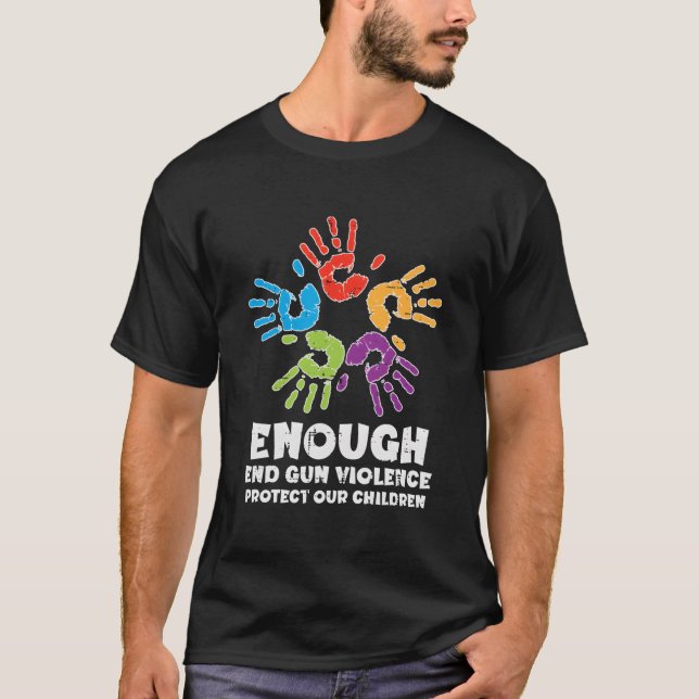 T-shirt Enough End Gun Violence Protect Our Children Orang (Devant)