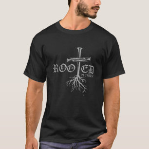 T-shirt Enraciné Dans Christ Jésus Dieu Croix chrétienne R