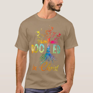 T-shirt Enraciné dans le Christ Jésus Dieu Croyant Chrétie