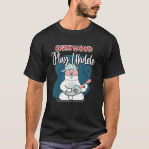 T-shirt Enregistrer le bois Jouer Ukulele Petite guitare U