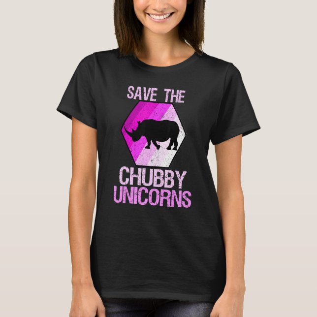 T-shirt Enregistrer Le Chubby Unicorns Style Rétro Rhino (Devant)
