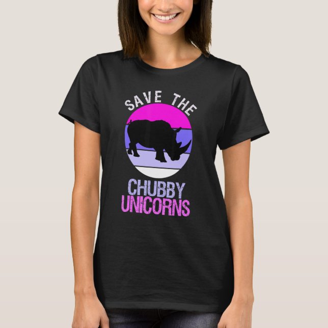 T-shirt Enregistrer Le Chubby Unicorns Style Rétro Rhino 1 (Devant)