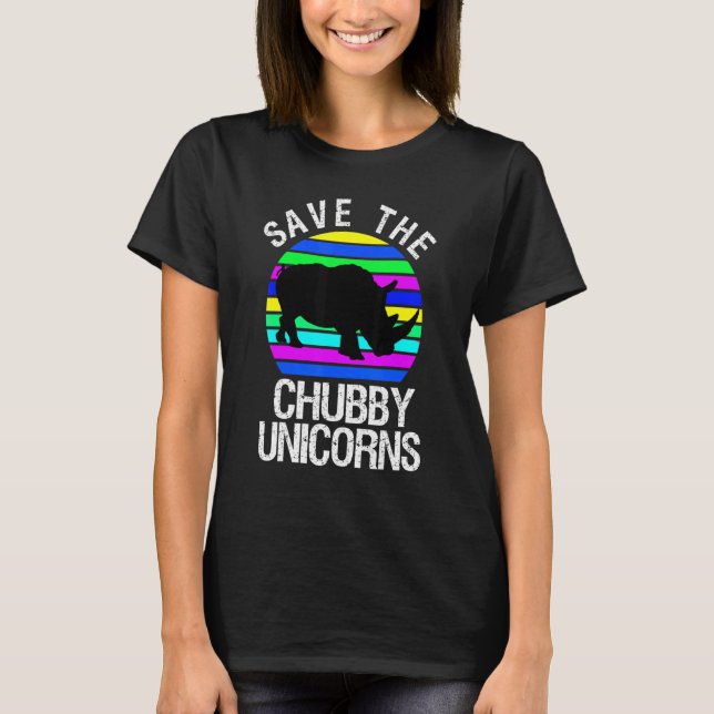 T-shirt Enregistrer Le Chubby Unicorns Style Rétro Rhino 5 (Devant)