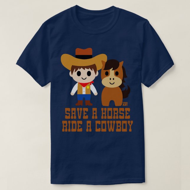 T-SHIRT ENREGISTRER LE COWBOY À CHEVAL (Design devant)