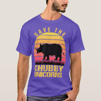 T-shirt Enregistrer Les Unicornes Chubby Vintage Retro Fun
