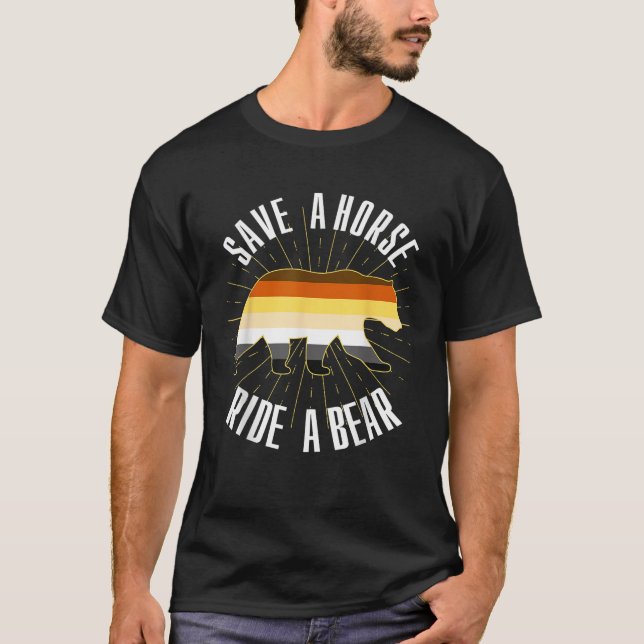 T-shirt Enregistrer Un Cheval Promenade Un Ours Gay Ours F (Devant)