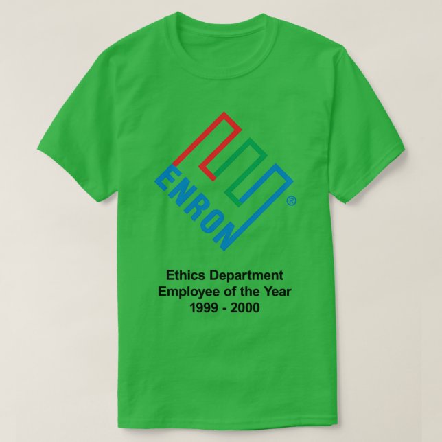 T-shirt Enron Département Éthique Employé De L'Année (Design devant)