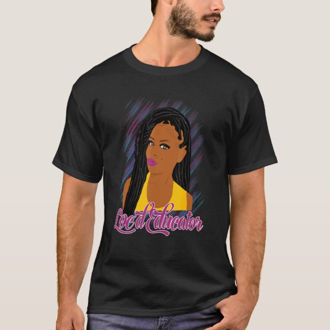 T-shirt Enseignant Africain-Américain Noir Avec Longtemps (Devant)