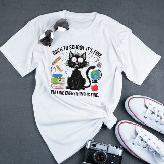 T-shirt Enseignant amusant Chat noir C'est bien Je vais bi