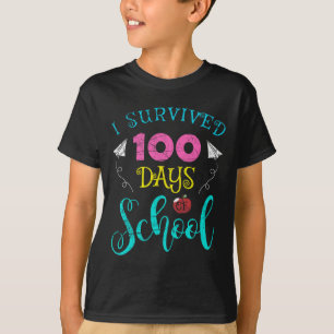 T-shirt Enseignant Amusant Enfants J'Ai Survécu 100 Jours