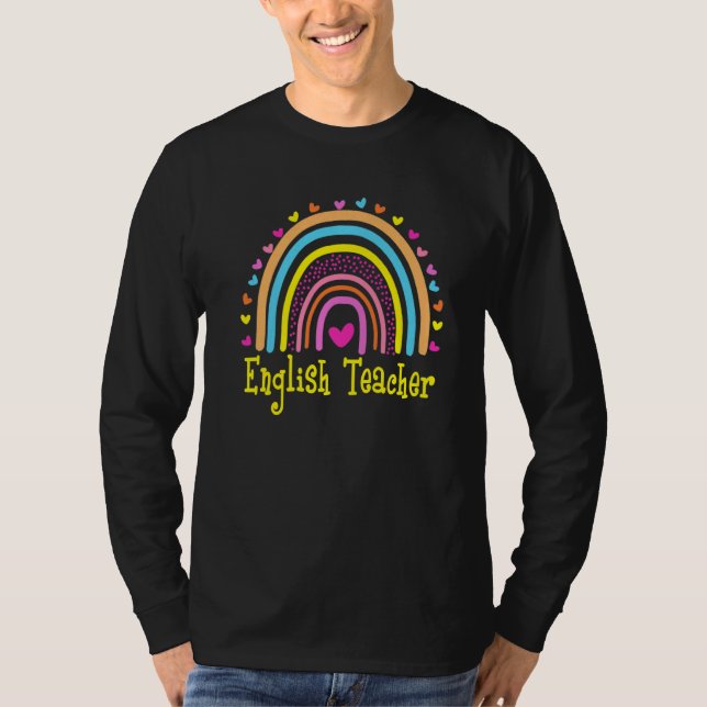 T-shirt Enseignant Anglais Boho Rainbow Retour À L'École A (Devant)
