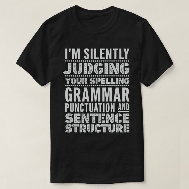T-shirt Enseignant Anglais Drôle Grammaire Dit (Design devant)