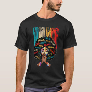 T-shirt Enseignant Anglais Noir Afro Mélanine Afrique Amér