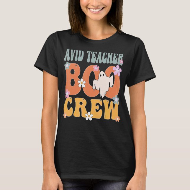T-shirt Enseignant Avid Boo Crew Ghost Retro Halloween Sup (Devant)