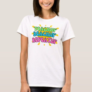 T-shirt Enseignant', Beachin', Répétition' avec soleil