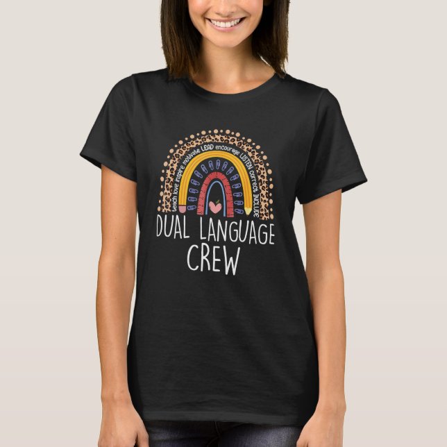 T-shirt Enseignant Bilingue Arc-en-ciel Équipe de Langue D (Devant)