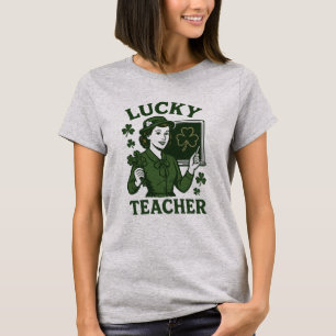 T-shirt Enseignant Chanceux – Saint-Patrick Rétro Vintage