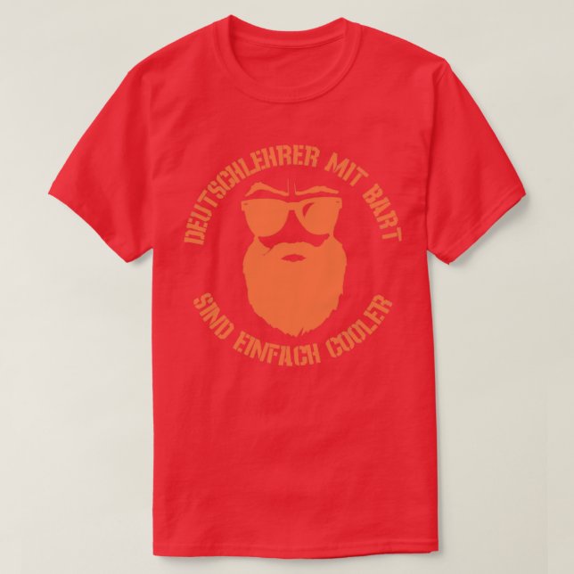 T-shirt Enseignant cool allemand avec barbe pleine (Design devant)