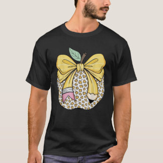 T-shirt Enseignant Coquette Pencil Bow Et Apple Enseignant