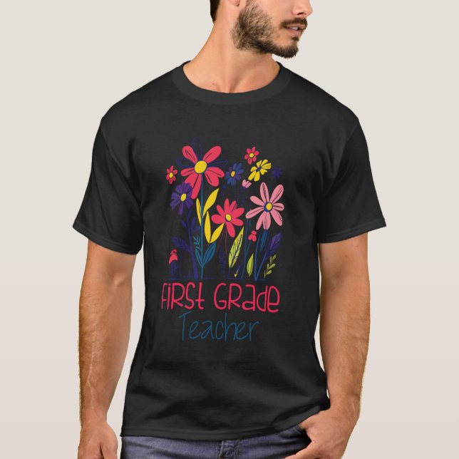 T-shirt Enseignant de 1re année Wildflower Daisy Enseignan (Devant)