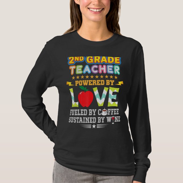 T-shirt Enseignant de 2e année deuxième propulsé par l'amo (Devant)