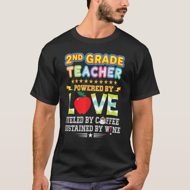 T-shirt Enseignant de 2e année deuxième propulsé par l'amo (Devant)