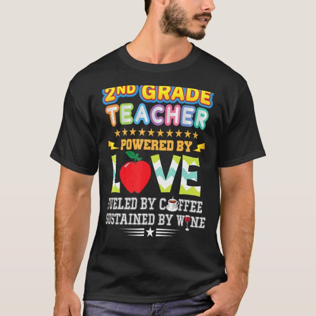 T-shirt Enseignant de 2e année deuxième propulsé par l'amo (Devant)