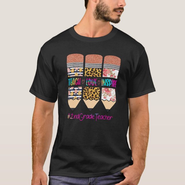 T-shirt Enseignant de 2e année enseigner l'amour Inspirer  (Devant)