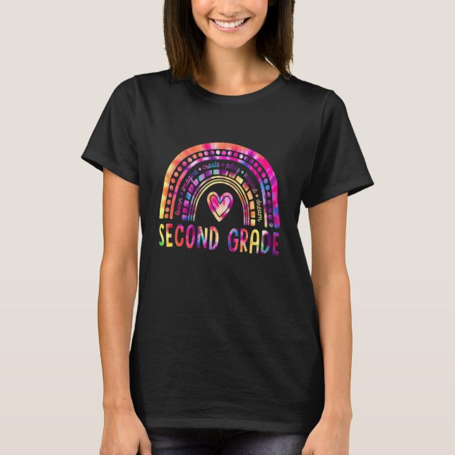 T-shirt Enseignant de 2e année Rainbow de 2e année à Sch (Devant)