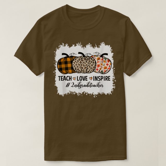 T-shirt Enseignant de 2e année Retour à l'école Citrouille (Design devant)