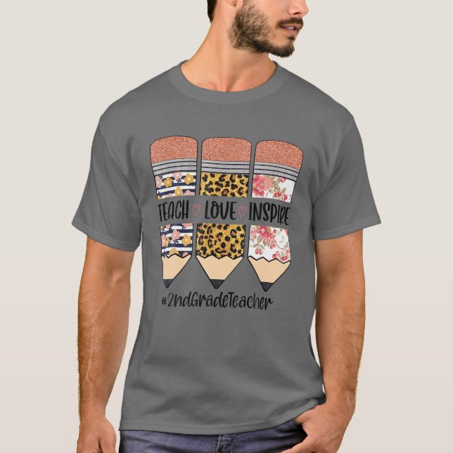 T-shirt Enseignant De 2E Année Retour À L'École Enseigner  (Devant)