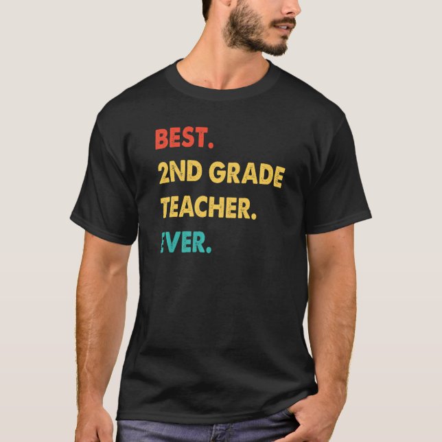 T-shirt Enseignant de 2e année Retro Meilleur Enseignant d (Devant)