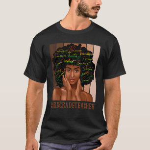 T-shirt Enseignant de 3e année Afro Afro-Américaines Noire