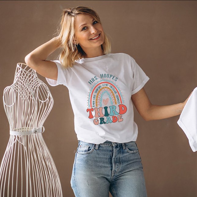 T-shirt Enseignant de 3e année cadeau personnalisé Boho Ra (Créateur téléchargé)