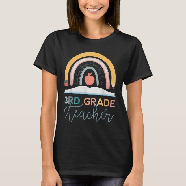 T-shirt Enseignant de 3e année École Rétro Crayon Boho Arc (Devant)