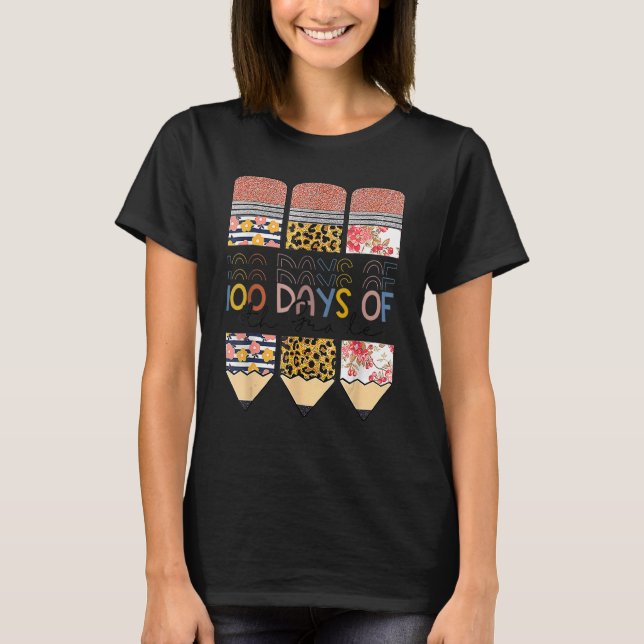 T-shirt Enseignant de 4e année 100e jour de l'école Funny  (Devant)