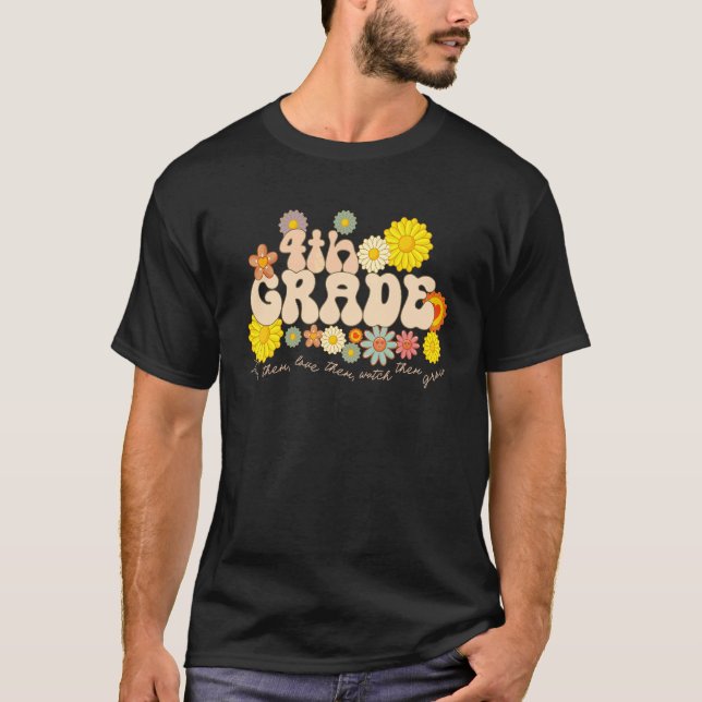T-shirt Enseignant de 4e année Enseignez-leur Aimez-les Re (Devant)