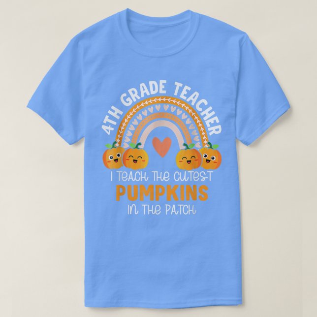 T-shirt Enseignant De 4E Année J'Enseigne Les Citrouilles  (Design devant)