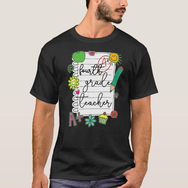 T-shirt Enseignant de 4e année meilleur Enseignant de 4e a (Devant)