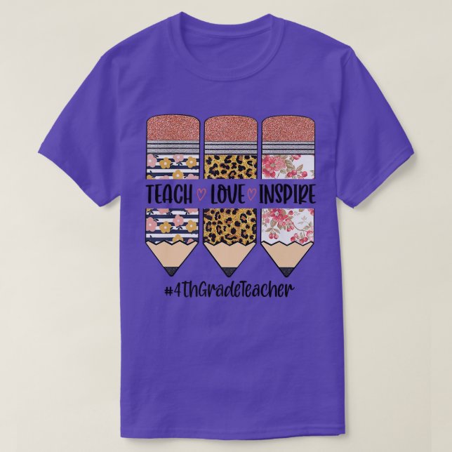 T-shirt Enseignant de 4e année retour à l'école Enseigner  (Design devant)