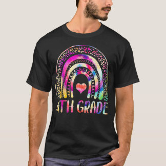 T-shirt Enseignant de 4e année Tie Dye Rainbow Retour à l'