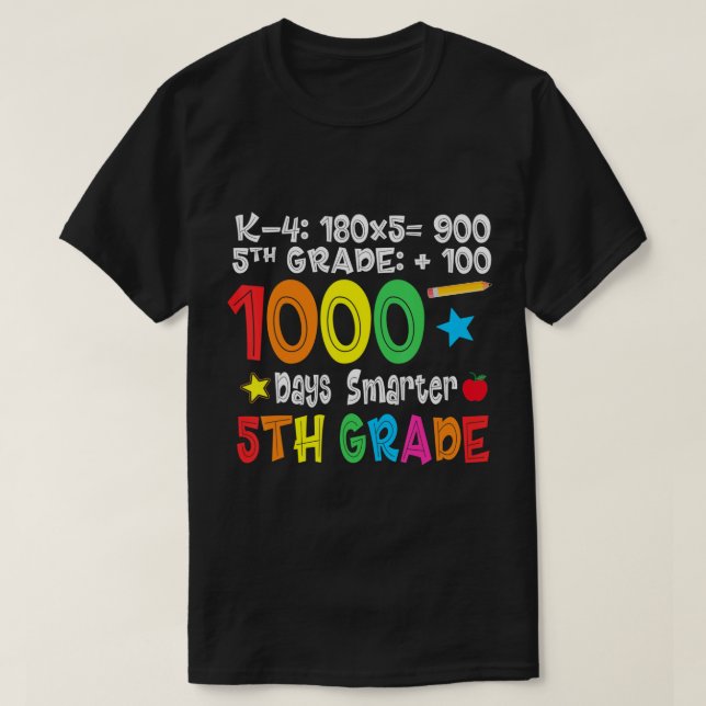 T-shirt Enseignant de 5e année - 1000 jours plus intellige (Design devant)
