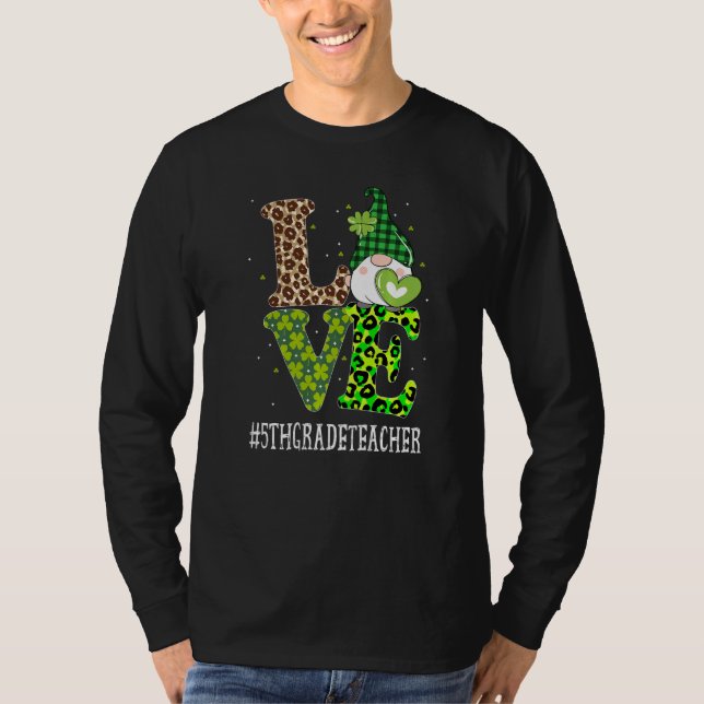 T-shirt Enseignant de 5e année Amour Jour de la Saint Patr (Devant)