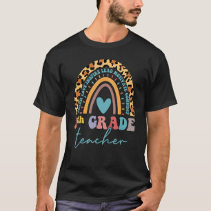 T-shirt Enseignant de 5e année Léopard Arc-en-ciel Cinquiè
