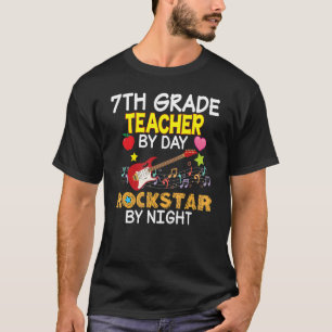 T-shirt Enseignant de 7e année par jour Rockstar Night Sep