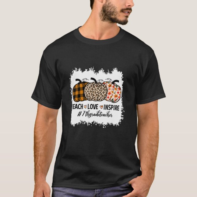 T-shirt Enseignant de 7e année Retour à l'école Citrouille (Devant)