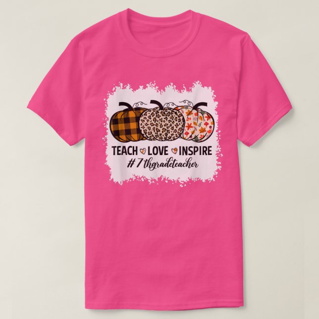 T-shirt Enseignant de 7e année Retour à l'école Citrouille (Design devant)