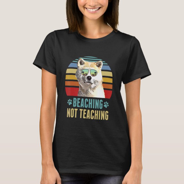 T-shirt Enseignant de chien canadien à la plage (Devant)