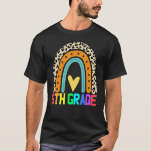 T-shirt Enseignant de cinquième année Léopard Arc-en-ciel 